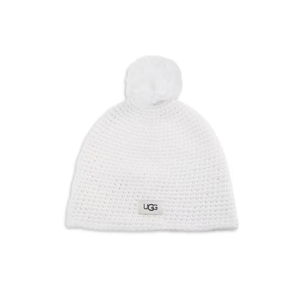 NWT! UGG Knit Beanie With Yarn Pom in Ivory One Size